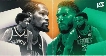 Kevin Durant on custom Nets Republic graphic