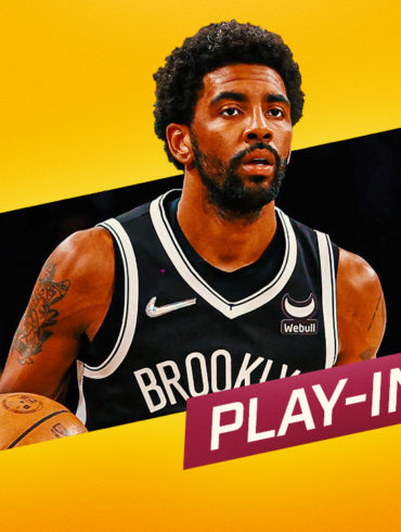 Kyrie Irving on custom Nets Republic graphic