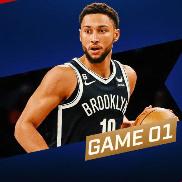 Ben Simmons on custom Nets Republic graphic for Nets game 1