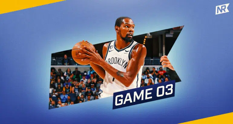 Kevin Durant on custom Nets Republic graphic